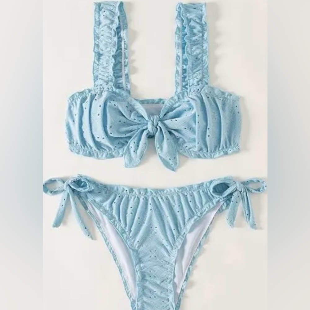 NWOT Light Blue Eyelet Bikini Set